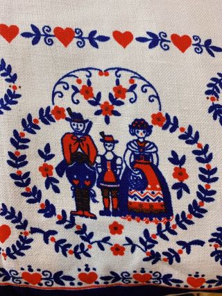 Vintage Bavarian Tablecloth Linen Lederhosen Farmhouse Kitchen Folk