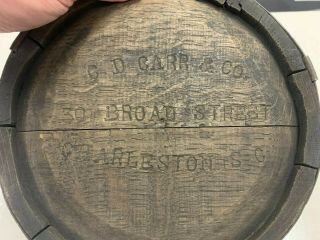 Very Rare Cd Carr Charleston,  Sc Confederate Civil War Wooden Drum Canteen Dated