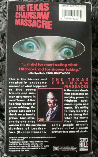 THE TEXAS CHAINSAW MASSACRE 1974 VHS UNCUT & UNEDITED OOPS RARE HORROR 2