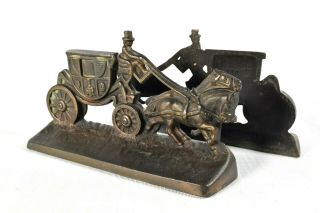 Vintage/antique Hubley Horse And Carriage Cast Iron Bookends 379 Stagecoach