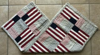 Pottery Barn Table Runner July 4th American Flag Farmhouse Quilted 19x94 - - Rare