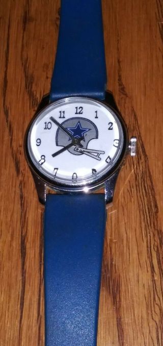 Vintage Dallas Cowboys Wristwach Swiss Made Wind Up Runs Lafayette Watch Co Nfl