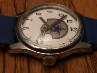 Vintage Dallas Cowboys Wristwach Swiss Made Wind Up RUNS Lafayette Watch Co NFL 3