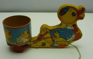 Rare Vintage Fisher - Price No.  16 " Duck " Paper Lithograph Wooden Pull Toy 1940 