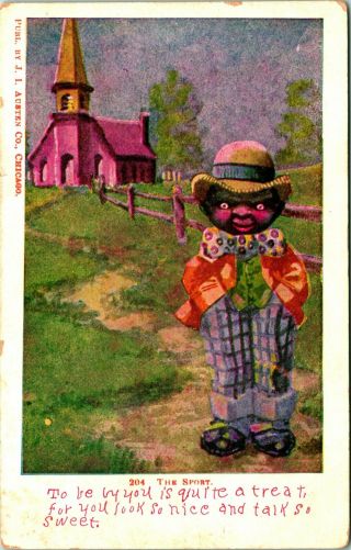 C.  1907 Antique Black Americana Postcard The Sport 204
