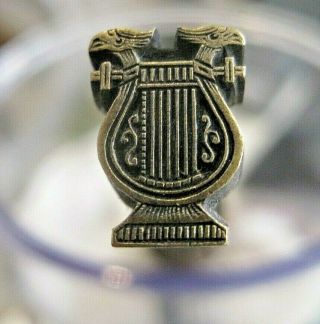 Bookbinding: Very Decorative Antique Brass Stamp,  In The Form Of A Classic Lyre