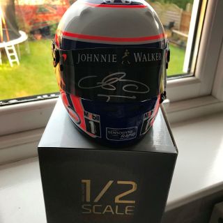 1/2 Scale Helmet Signed By Jenson Button Honda Mclaren F1 Le Mans Rare Item