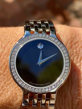 Rare Movado Ladies Esperanza Watch,  Sapphire Crystal,  50 Diamonds,  Steel
