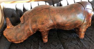 Rare Large Dimitri Omersa For Abercrombie Fitch Leather Rhino Animal Footstool