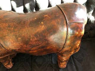 Rare Large Dimitri Omersa for Abercrombie Fitch Leather Rhino Animal Footstool 3