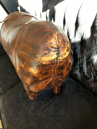 Rare Large Dimitri Omersa for Abercrombie Fitch Leather Rhino Animal Footstool 6