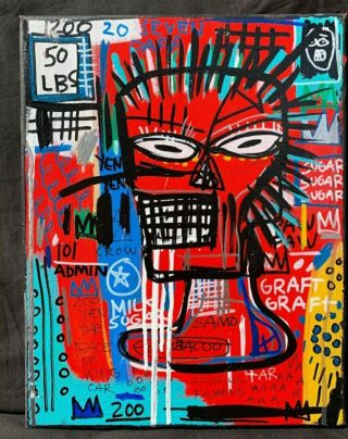 Rare Jean Michel Basquiat Vintage Painting " Papa "
