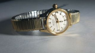 Vintage 10k Gold Filled BENRUS Women ' s Watch Art Deco Mid Century Modern 3