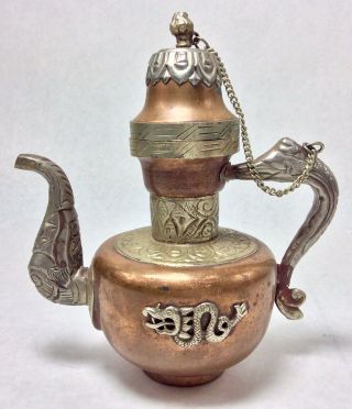 Antique Tibetan Ritual Copper/brass Wine/water Kettle/ewer/coffee Pot/tea Pot