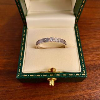Rare Tiffany & Co.  18k White Gold Diamond Atlas Band Ring - Size 11