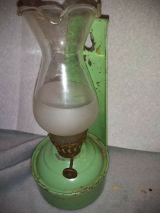 Vintage Wall Mounted Oil Lamp With Glass Shade