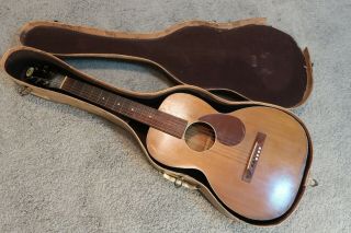 Vintage 1930s Regal Parlor Acoustic Guitar Finest Woods With Rare Printed Case