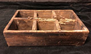 Antique Primitive Wood Crate Divided Box 17.  5 " X11 " 6 Compartments