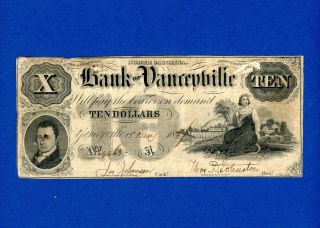 1857 $10 Bank Of Yanceyville,  Very Rare Higher Grade Note