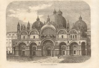 1861 Antique Print - Italy - The Church Of St Mark,  Venice