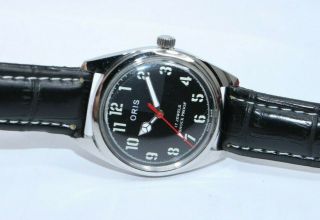 military oRis 17j men ' s vintage black dial wrist watch hand wind ready to wear 3