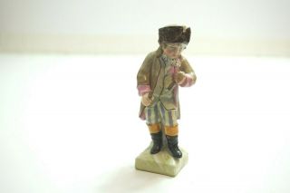 Antique Dresden German Porcelain Figurine Boy Martius In Brown Coat 4 " Tall