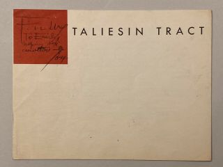 Signed By Frank Lloyd Wright Taliesin Tract Number One: Man 1953 Inscribed Rare