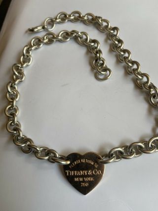 Very Rare Return To Tiffany & Co 18k/ss Rose Gold Heart Tag Choker Necklace