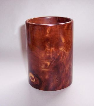 Vintage Art Deco Style Wooden Burr Burl Wood Pencil Pot Box