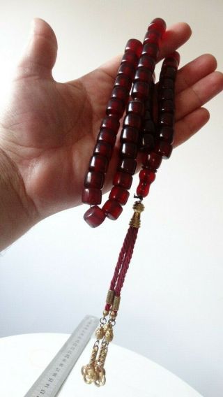 100 Rare Antique Bakelite Faturan Prayer Beads Necklace 84 G