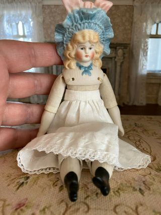 Vintage Miniature Dollhouse Artisan Signed Porcelain Doll 1:6 Hand Made Clothes