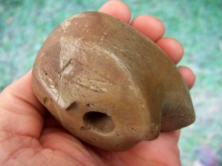Rare Fine Ohio Weeping Eye Face Effigy Pipe with Repaired Arrowheads 2
