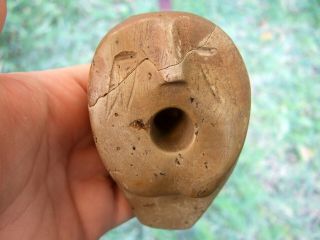 Rare Fine Ohio Weeping Eye Face Effigy Pipe with Repaired Arrowheads 3