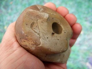 Rare Fine Ohio Weeping Eye Face Effigy Pipe with Repaired Arrowheads 6