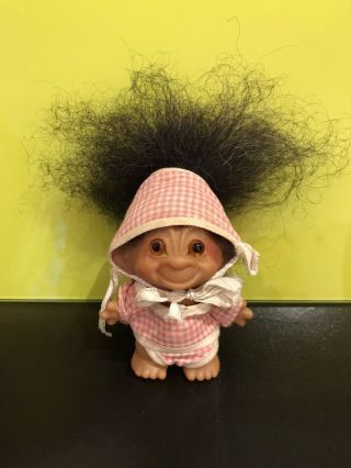 Vintage 1960’s Dam Troll - All - With Dark Hair & Outfit