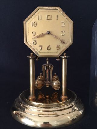 Rare Octagonal Dial 400 Day Torsion Anniversary Clock By Jahresuhrenfabrik