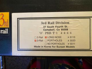 Rare 3rd Rail T - 1 Pennsylvania Railroad 4 - 4 - 4 - 4 (Three Rail) Brass Steam Engine 6