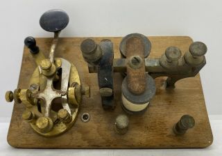 Antique Vintage Brass Key Code Machine Paddle Morse Code Steampunk Old Ham Radio 2