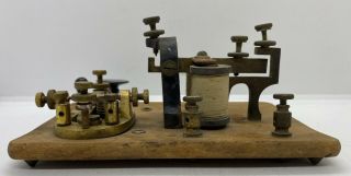 Antique Vintage Brass Key Code Machine Paddle Morse Code Steampunk Old Ham Radio 3