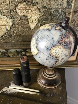 Vintage Style Wooden Metal Decorative Display Globe