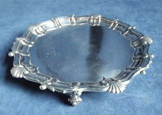 Good Antique 8 " Silver Plated Georgian Style Salver Tray C1850
