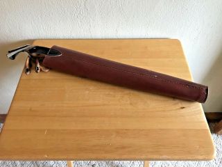 Vintage 16 - 1/2 " Long Brown Leather Archery Quiver With 3 Finger Glove F7