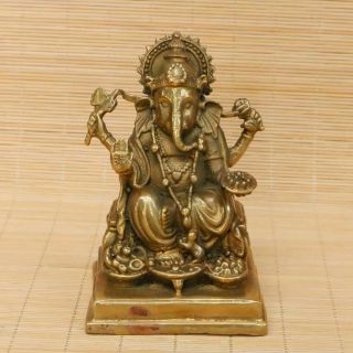 Chinese Brass Handmade Exquisite Elephant Trunk God Statues 30047