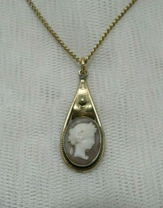 Antique Victorian Pinchbeck Gold Filled Plated Shell Cameo Necklace See Descrpt