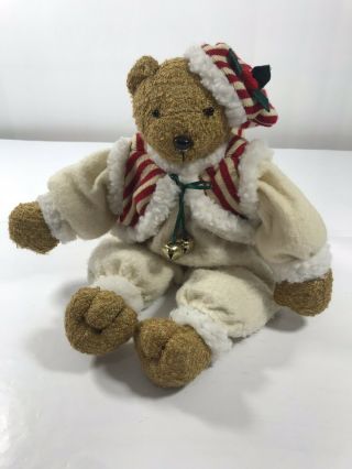 Teddy Bear Holiday Christmas Candy Cane Stripe Jacket Hat Vintage Collectible