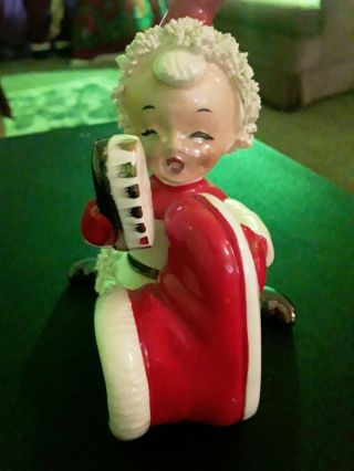 Vintage Napco Christmas - Santa’s Helper - Spaghetti Girl Scrubbing Boot,  Rare