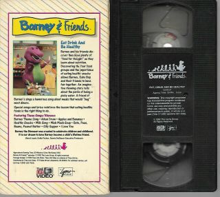 BARNEY & FRIENDS - EAT,  DRINK AND BE HEALTHY Barney the Dinosaur VHS Rare 2