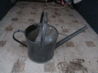 Vintage Galvanized Metal Watering Can 1 Gallon,  Painted Black