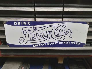Rare Vintage Old Drink Pepsi - Cola Porcelain Metal Sign Soda Pop Beverage Store