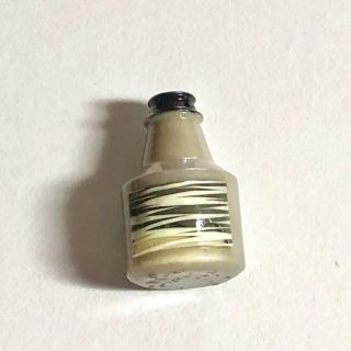 Realistic Grey Celluloid Button Bottle Or Jar With White & Black Label